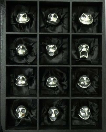 Nightmare Before Christmas The Twelve Faces of Jack Silver 925 Ring Box Set Rare - Picture 2 of 4