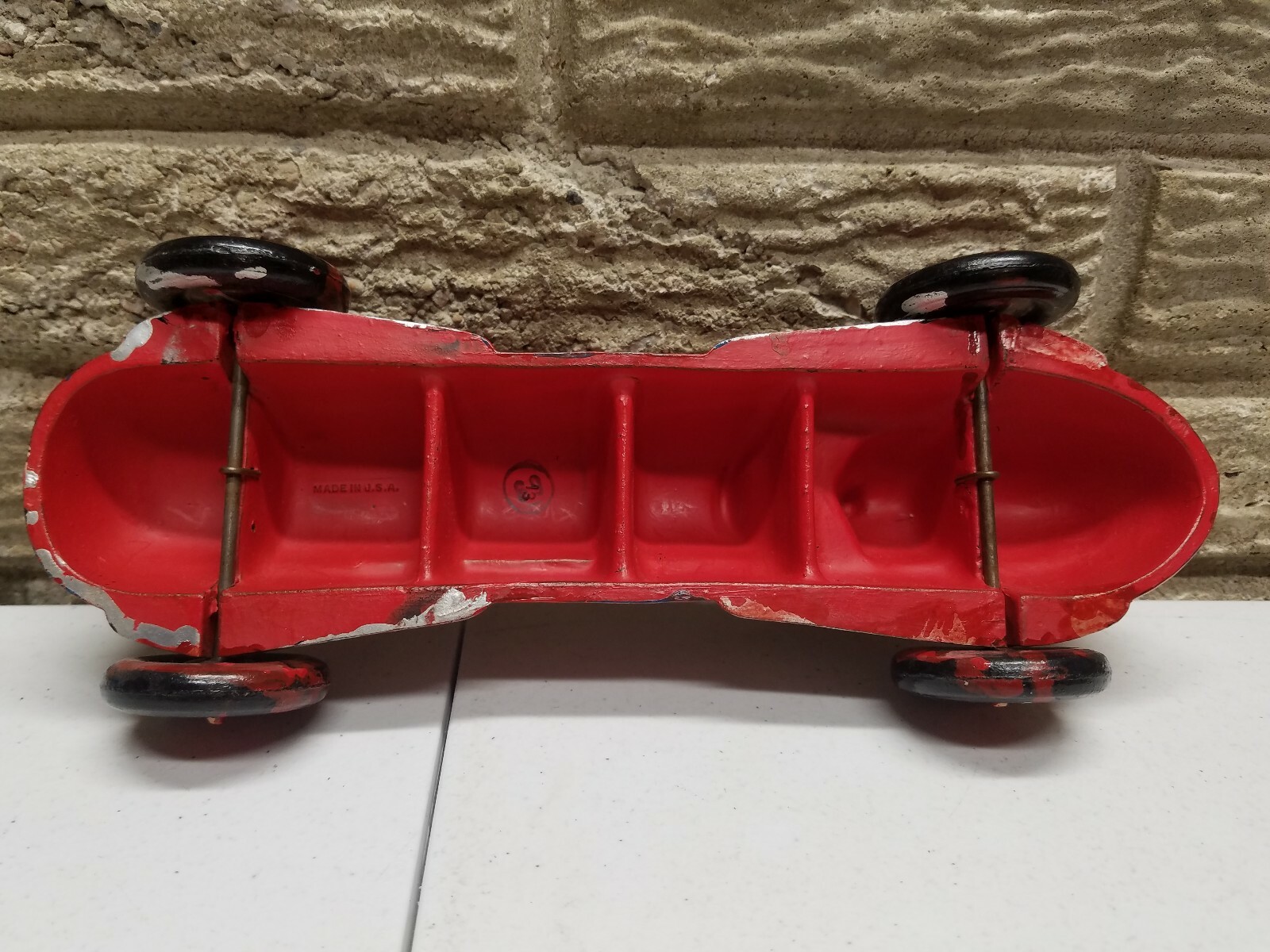 Vintage Auburn Rubber Red Toy Indy Race Car Made in USA #7 10" - Picture 8 of 8