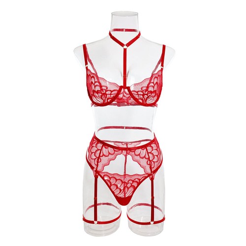 Frauen Spitze BH Dessous Nachtwäsche Sexy Set Babydoll G-String Unterwäsche -2XL - Bild 16 von 21