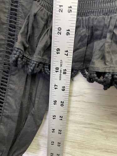 Farm Rio Blouse XS Womens Black Lace Cotton Long Sleeve Top - 第 2/14 張圖片