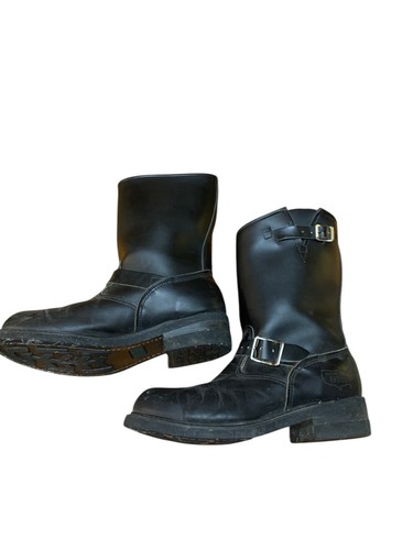 Vintage Herren 7,5 schwarz Leder Schnalle Stiefel Wesco Stil Ingenieur Motorrad Stahlkappe - Bild 3 von 17