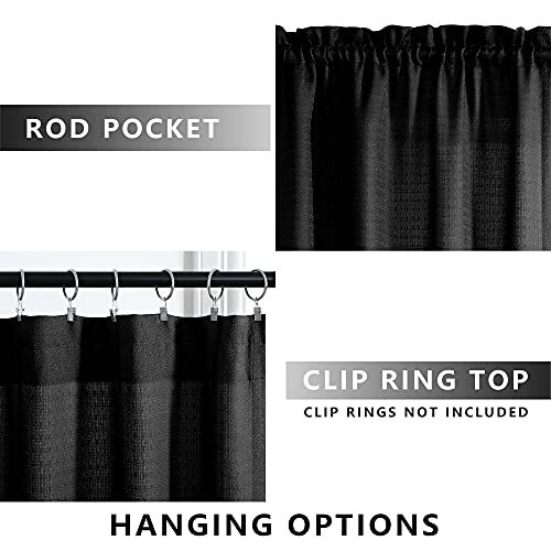 Small Window Curtain Panels for RV Campers Rod Pocket Light 32x30 Black - Bild 4 von 7