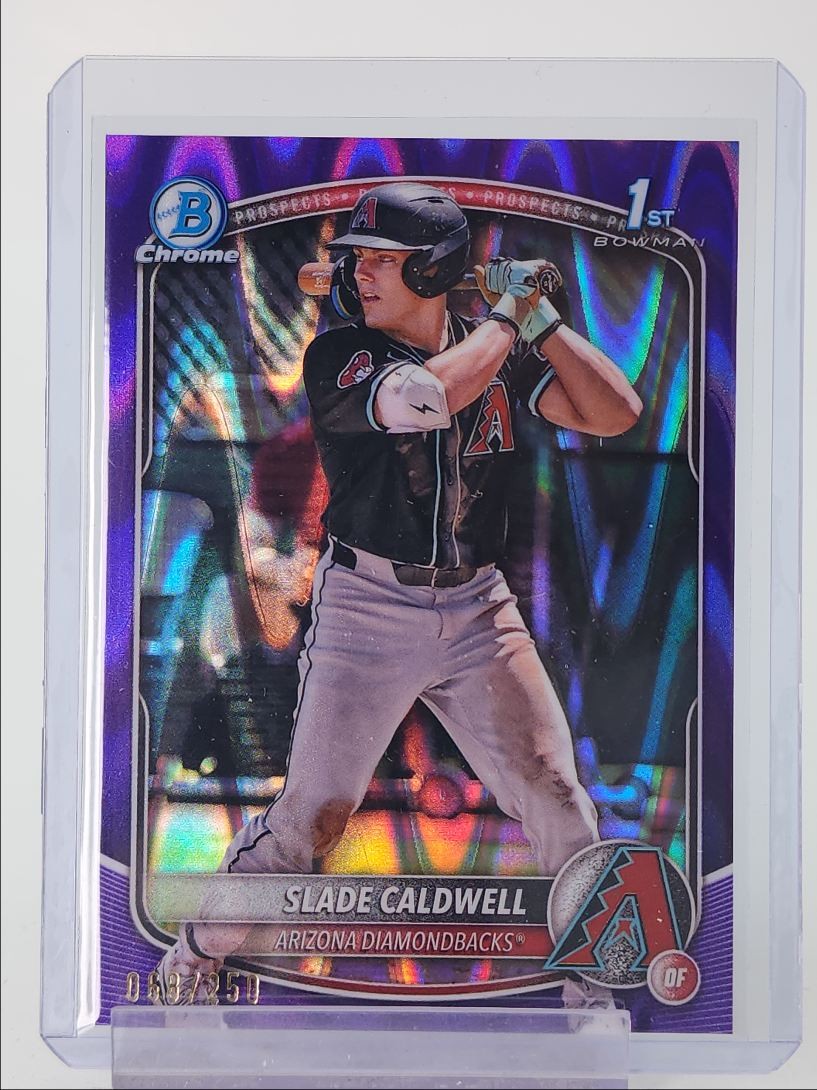 SLADE CALDWELL 2025 BOWMAN CHROME 1ST PURPLE RAYWAVE DIAMONDBACKS /250 Q4060