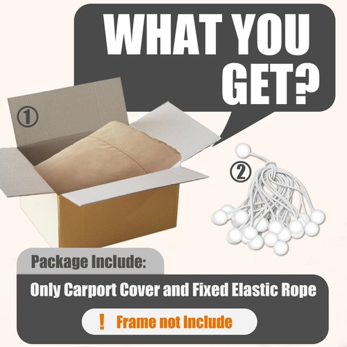 Carport Canopy 10'x20' Heavy Duty Replacement Cover, Carport Replacement Cano... - Picture 7 of 7