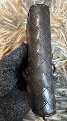 Bottega Veneta Intrecciato Weave LeatherCoin Case Wallet Zipped Dark Brown Auth - Picture 3 of 10