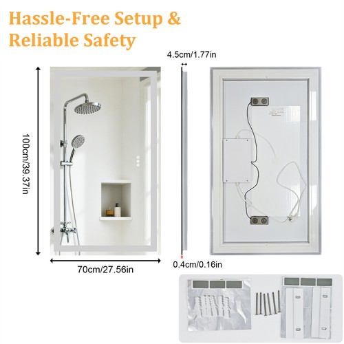 Espejo de baño LUVODI Bluetooth LED retroiluminado inteligente espejo de maquillaje de pared regulable - Imagen 22 de 23