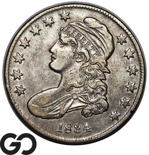 1834 Capped Bust Half Dollar, schön geprägt frühes Silber 50c, Wahl vz