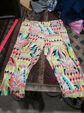 LC3 Crown And Ivy Women's Pull On Cropped Pants Pastel Multicolor Print Size L