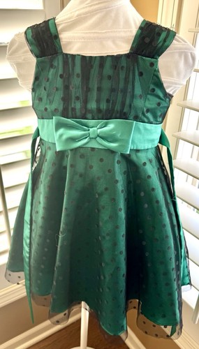 Jona Michelle Green Polka Dot Tulle Holiday Party Dress Size 6 Girls
