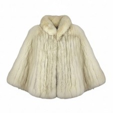 49k19 SAGA FOX Saga Fox Silver Saga Blue Fox Fur Coat Size 13 White Real Fur FOX