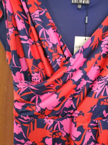 Blue Red Pink Midi Dress Size 18By Girl In Mind BNWT - Picture 2 of 12