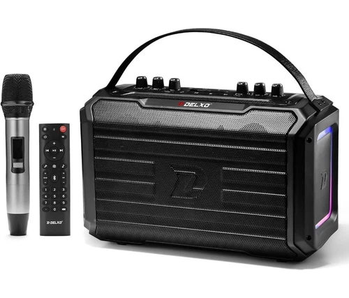 Delxo Professional Bluetooth Karaoke Machine Speaker with Wireless Microphone