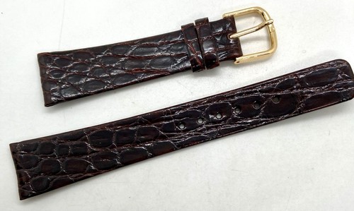 NEW KREISLER Genuine Crocodile Watch Band 19mm Lug Leather Brown Gold Buckle NOS