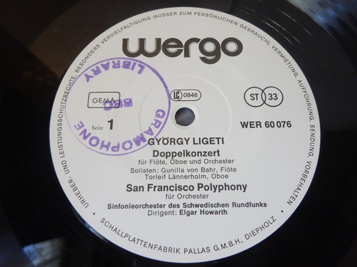 GYORGY LIGETI - DOUBLE CONCERTO etc LP, Swedish RSO, Howarth, WERGO WER 60076 - Bild 3 von 4