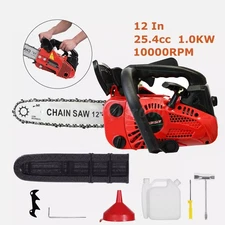 US Gas Small Chainsaw 12'' Bar Top Handle Gasoline Powered 1000W 25.4CC 2-Stroke