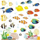 DECOWALL DS4-8035 Coral Reef Fish Kids Wall Stickers Wall Decals Peel and Stick