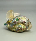 Vintage Golden Quilt Murano Millefiori & 24k Gold Flecked Rabbit Figurine