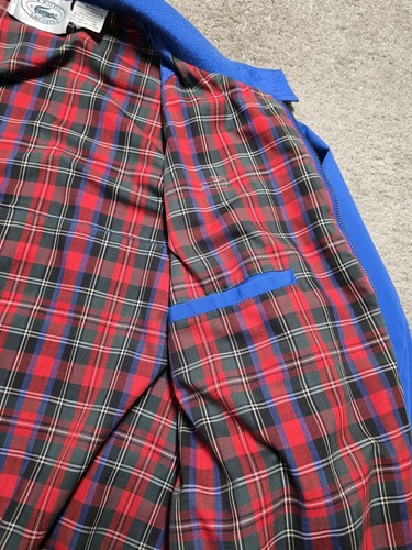 Vtg 70s IZOD Lacoste Jacket Size XL Blue Harrington Bomber Plaid Lined Zip - Picture 17 of 24
