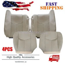 Driver & Passenger Leather Seat Cover Tan 522 For 2003 2004 Chevy Tahoe Suburban