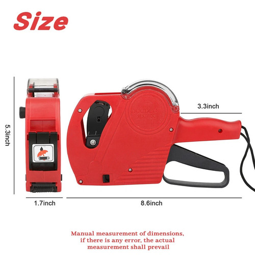 8 Digits Price tag Gun with 15000 Sticker Labels and 10 Ink Refill Marker Red - Picture 9 of 12