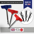 Linic Products UK Made Twist Gimlet Screw Awls, Set of Three (4, 5 & 6mm). W8090