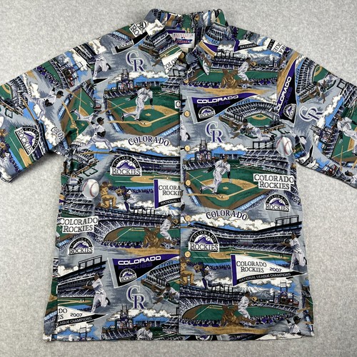 Reyn Spooner Colorado Rockies Hawaiian Print Shirt XL Mens AOP MLB Short Sleeve - Picture 1 of 6