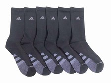 3 Pair Mens Adidas Crew Socks Black Graphite AeroReady Size 6-12 Large Gym Run