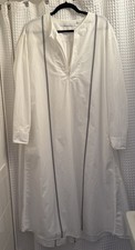 Uniqlo And Lemaire White Caftan Cotton Poplin Shirt Dress Medium Navy Stripe