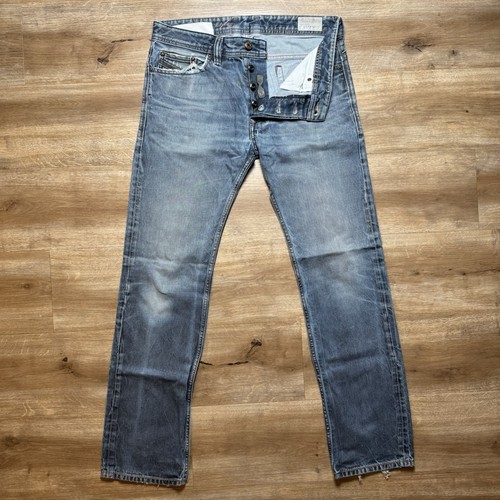 Diesel Jeans Men 32x31 Blue Safado Slim Straight Leg 3D Contrast Faded 0823I - Picture 2 of 13