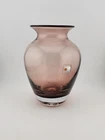 Vtg Blenko Glass Vase Purple Amethyst Hand Blown Glass Mid-Century Decor 7.5”
