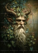 MAGICAL DRUID ART PRINT, Forest Guardian Poster, Fantasy Plant Pagan