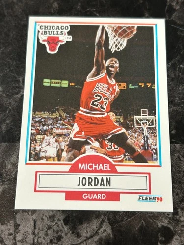 1990-91 Fleer Michael Jordan #26 Black Line Above Biographical Information @QU23