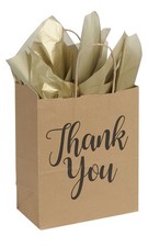 Medium Kraft Thank You Paper Shopping Bags - 8”L x 4¾”D x 10¼”H - Case of 100
