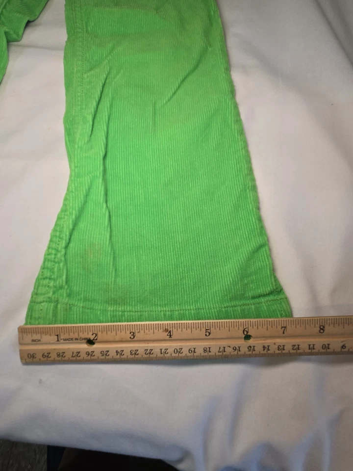 Calça de veludo verde limão Ralph Lauren meninas 6X rosa pônei em excelente estado usado - Imagem 4 de 4