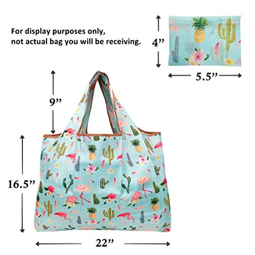 Large Foldable Tote Nylon Reusable Grocery Bag Leopard Print - Picture 6 of 7
