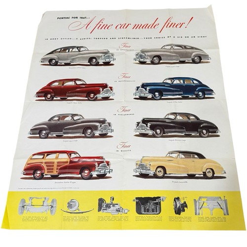 1947 Pontiac Dealer Sales Brochure Poster Vintage Car Ad Automobilia Classic - Picture 6 of 6
