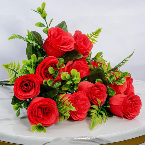 XONOR Artificial Cemetery Flowers, Set of 2 Artificial Rose Bouquet Grave Mem... - Picture 4 of 7