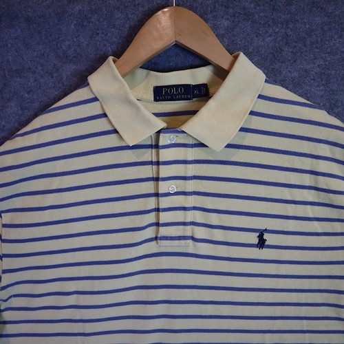 Polo Ralph Lauren Mens XL Short Sleeve Polo Shirt Striped Cotton Classic Fit - Foto 4 di 9