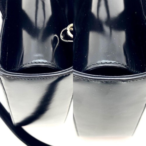 GUCCI Bolso de Hombro de Mano Esmalte GG Cuero Negro FR118 Formal Moda Accesorio - Imagen 7 de 12