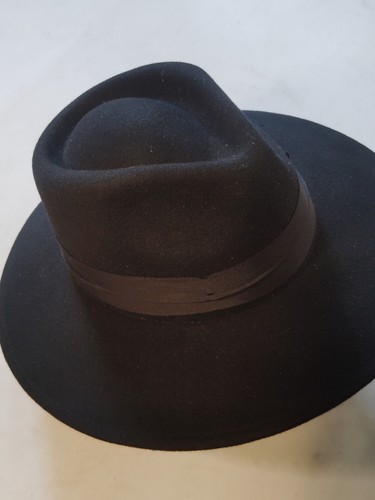 Brixton Messer Fedora Hut schwarz Wollfilz Gr. M mittelbreite Krempe klassisch Unisex - Bild 2 von 7