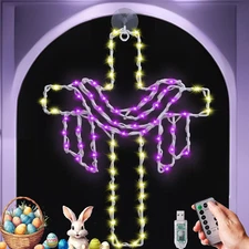 Cross with Drape Window Light 1in Hanging Outdoor He is Risen Lent Decoration Li