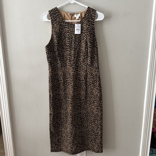 NWT New J Crew Factory Leopard Print Sheath Dress Size 4 Sleeveless Career - Picture 1 of 9