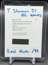 2024-25 Panini Prizm Black Terrence Shannon Jr. Auto RC Red /99 Redemption