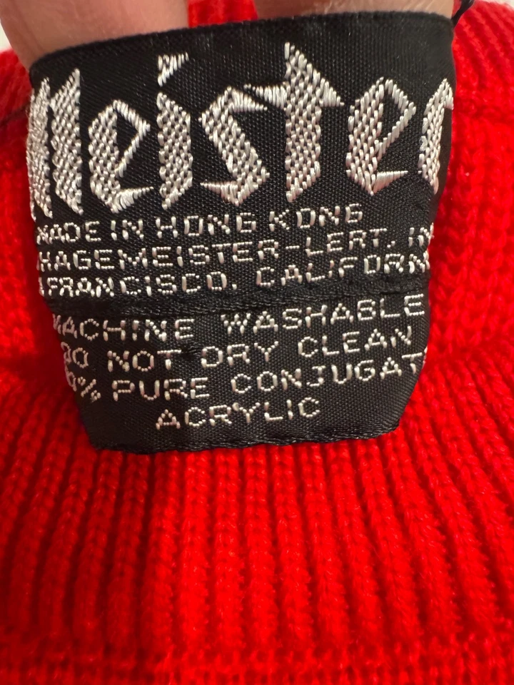 Suéter Meister S Mujer’s 100% Acrílico Pullover Rojo Rayas Vintage Esquí Retro Foto 3 de 4