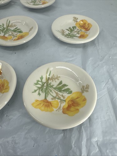 8 Vintage Syracuse China California Poppy 3 3/8” Dining Car Butter Dishes - Picture 2 of 7