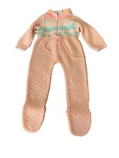 Vintage Unbranded Sweater One Piece Outfit 0-3 Months Pink Knitted
