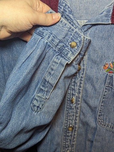 Camisa Vintage Disney Mickey Unlimited Mujer 22/24 Denim Pana Bordada Años 90 - Imagen 8 de 17