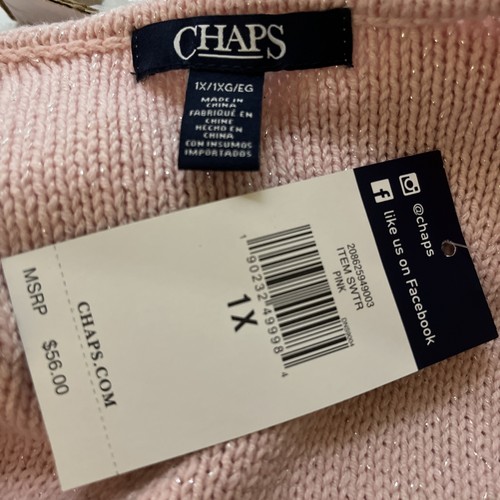 Chaps Sweater Ralph Lauren Womens 1X Pullover Metallic Pink Sparkle Cozy NEW - Picture 8 of 10