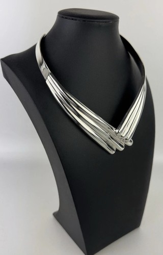 Vtg Los Ballesteros Mexico Sterling Silver 925 Collar Choker Cuff Necklace 95g - Picture 5 of 22