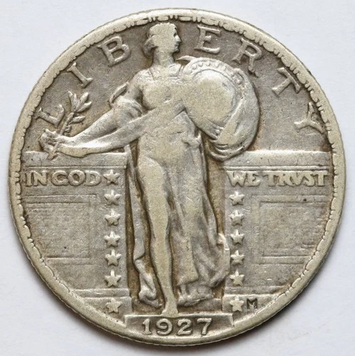 New Listing1927 25c Standing Liberty Silver Quarter - RAW - Great Looking Original Coin